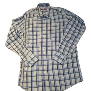 Robert Graham BOYS 18-20/Mens‎ XS Button Down Shirt White Blue Plaid Long Sleeve